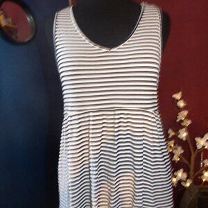 TORRID GOTH BOHO PRAIRIE BLACK WHITE STRIPED RIB PEPLUM TANK TOP 3 3X 22 24
